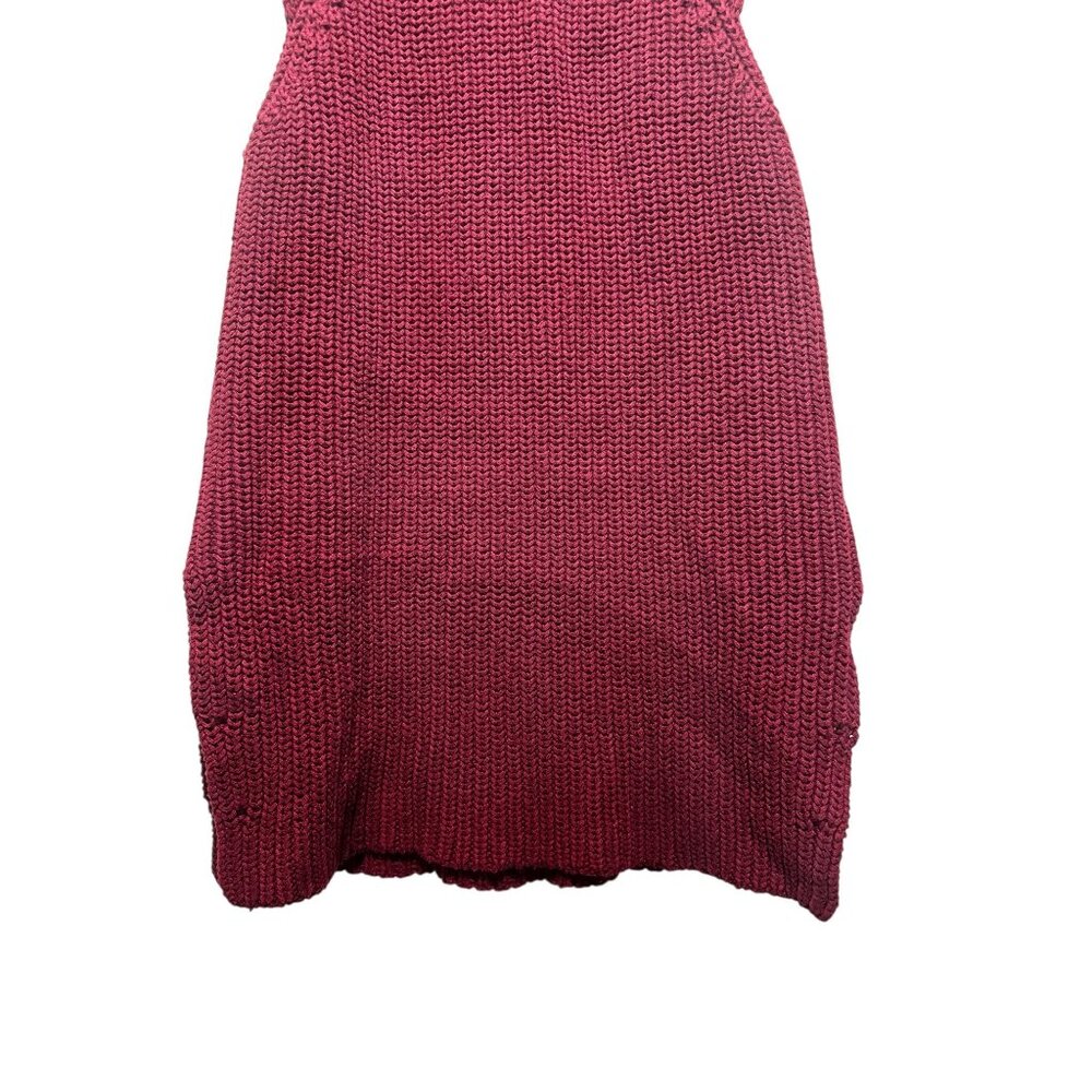 By Malene Birger Chunky Knit Linen Long Vest Womens Small Red Preppy Fisherman - Picture 9 of 16